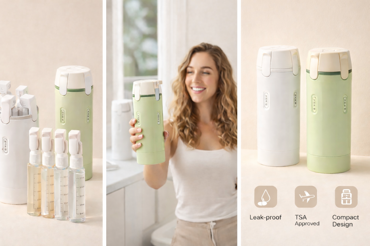 FlyKit 4-in-1 Travel Dispenser Set — Leak-Proof, TSA Approved