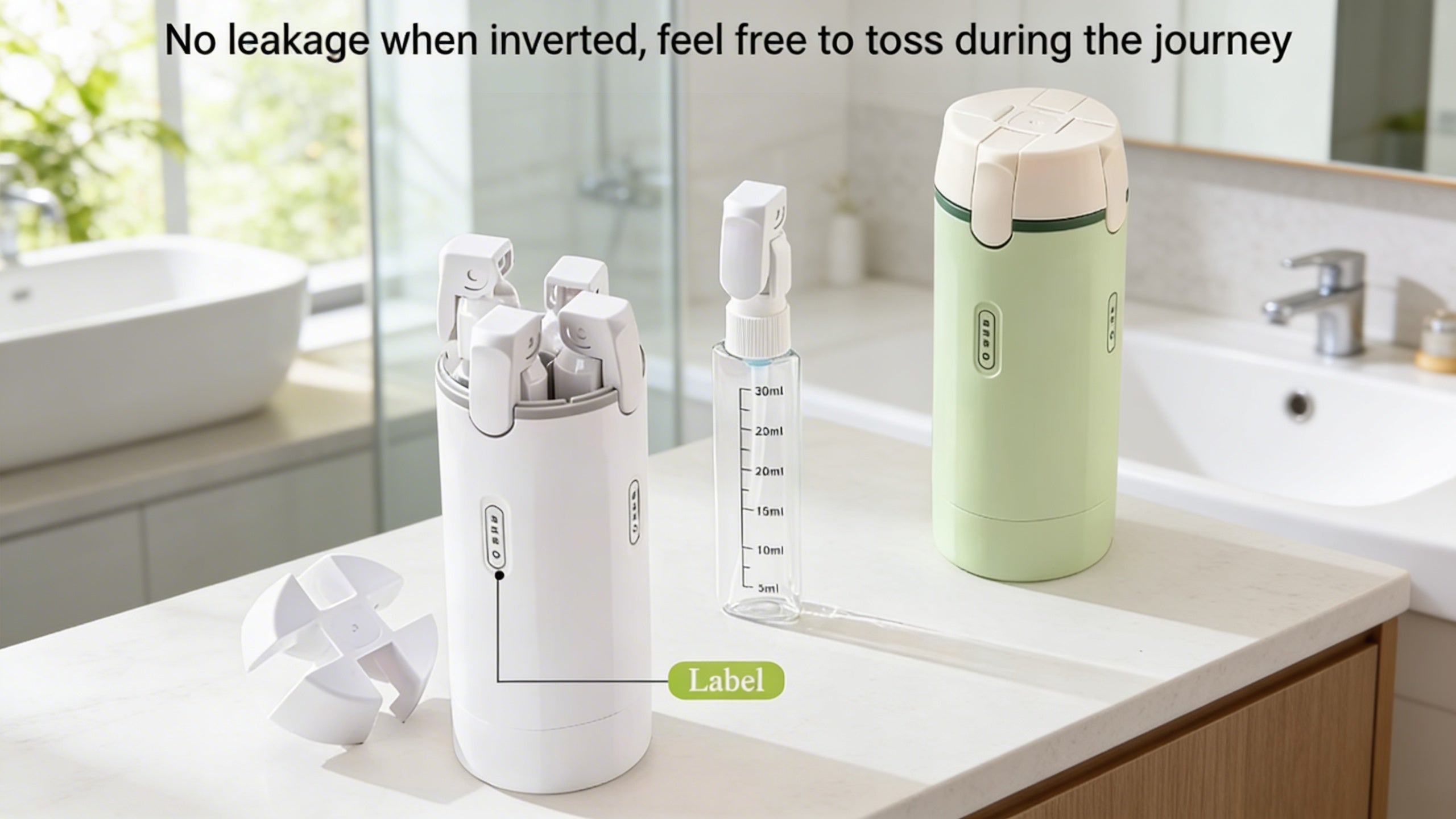FlyKit 4-in-1 Travel Dispenser Set — Leak-Proof, TSA Approved